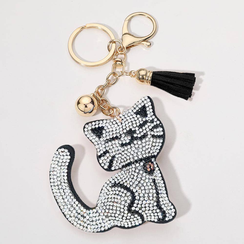 Bling Cat Tassel Keychain