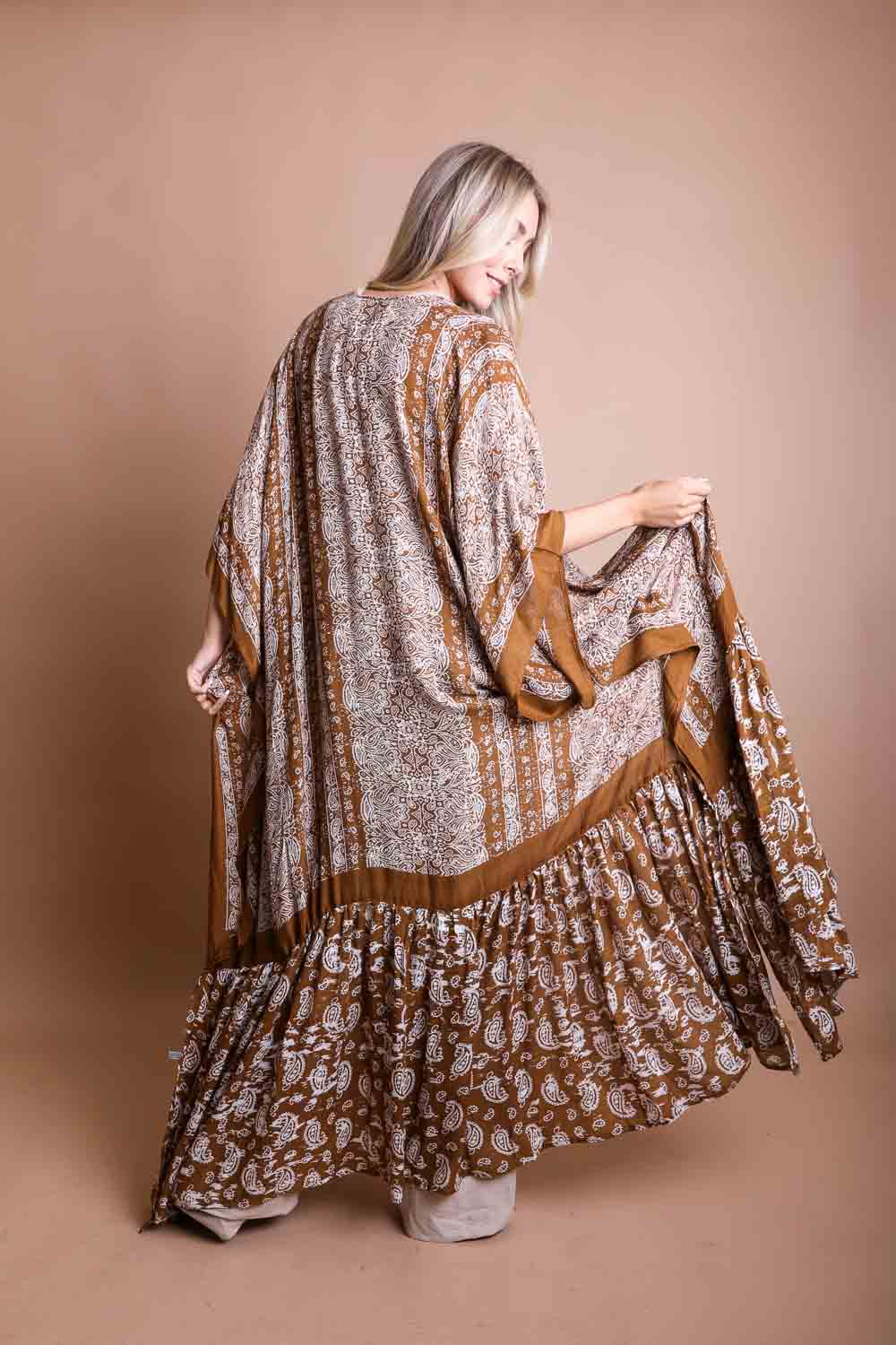 Paisley Perfection Free Flow Kimono 🦋 - Boho: Olive