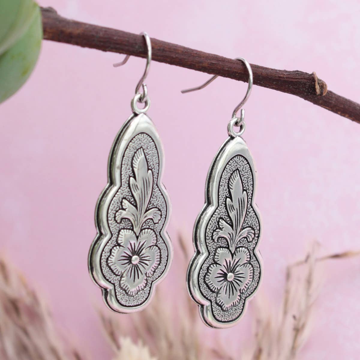 Vintage Flourish Silver Earrings