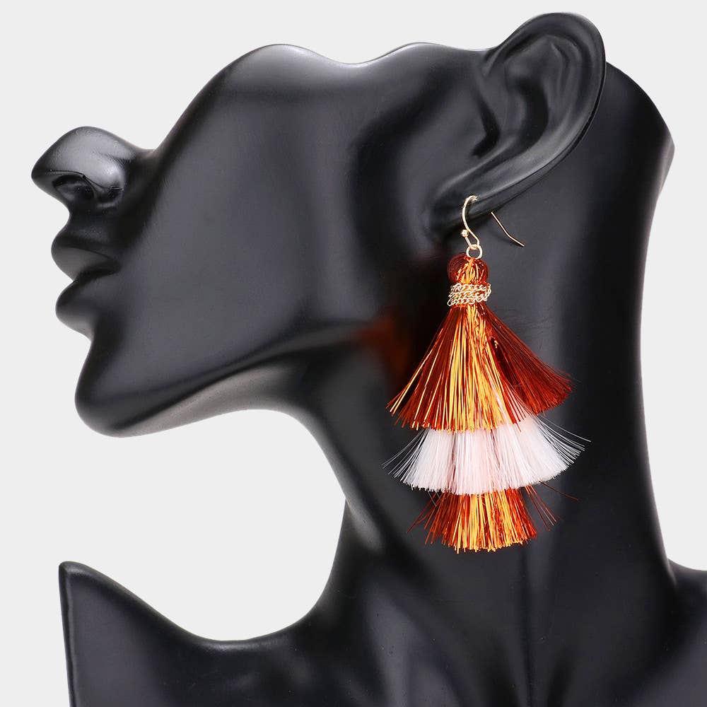 Game Day Triple Tassel Layered Dangle Earrings: M5
