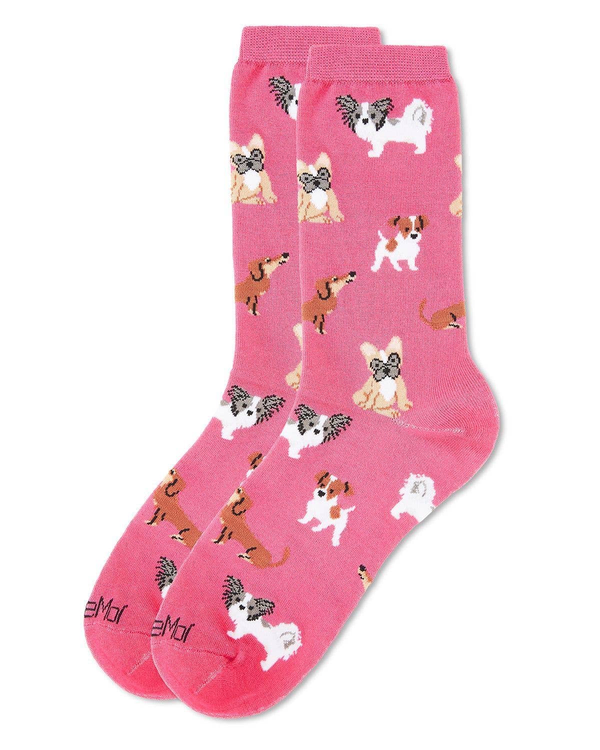 MeMoi They Call it Pupper Love Bamboo Blend Crew Socks: Denim Heather / 9-11