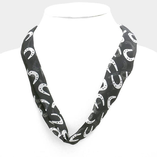 12 PCS - Horseshoe print chiffon scarf necklaces