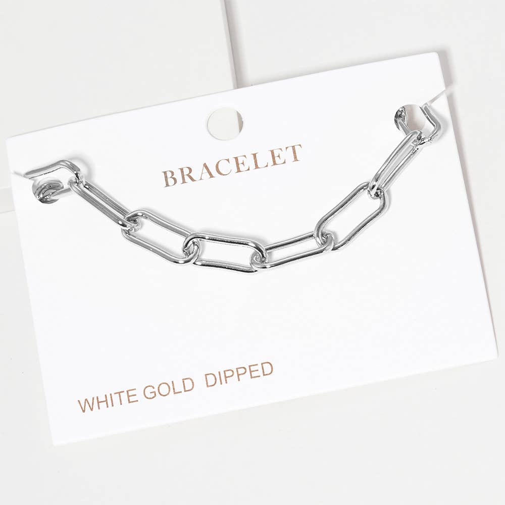 Gold Dipped Paperclip Chain Link Bracelet: Yellow Gold