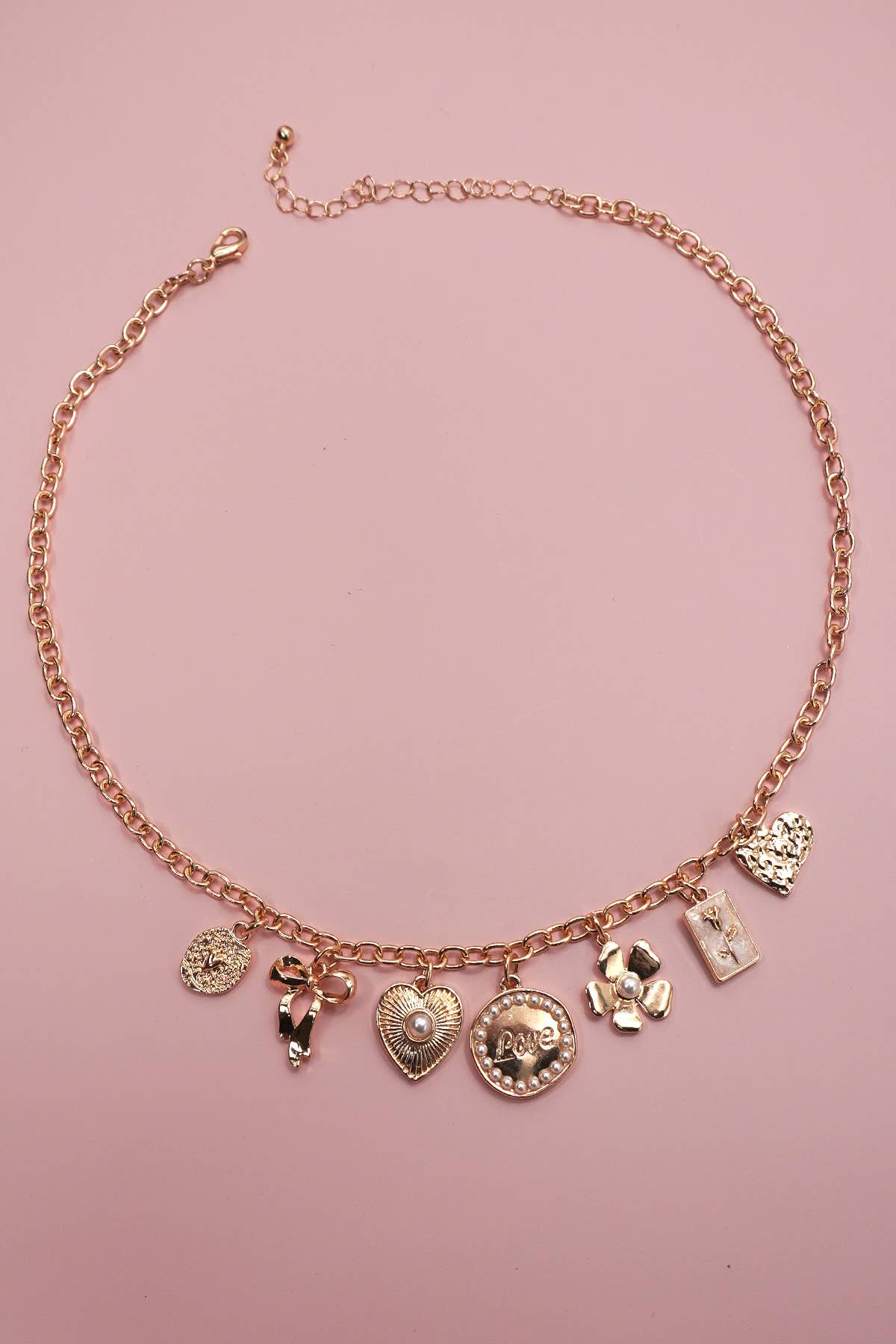 CHARM NECKLACE-BOW LOVE FLOWER HEART | 80N1346