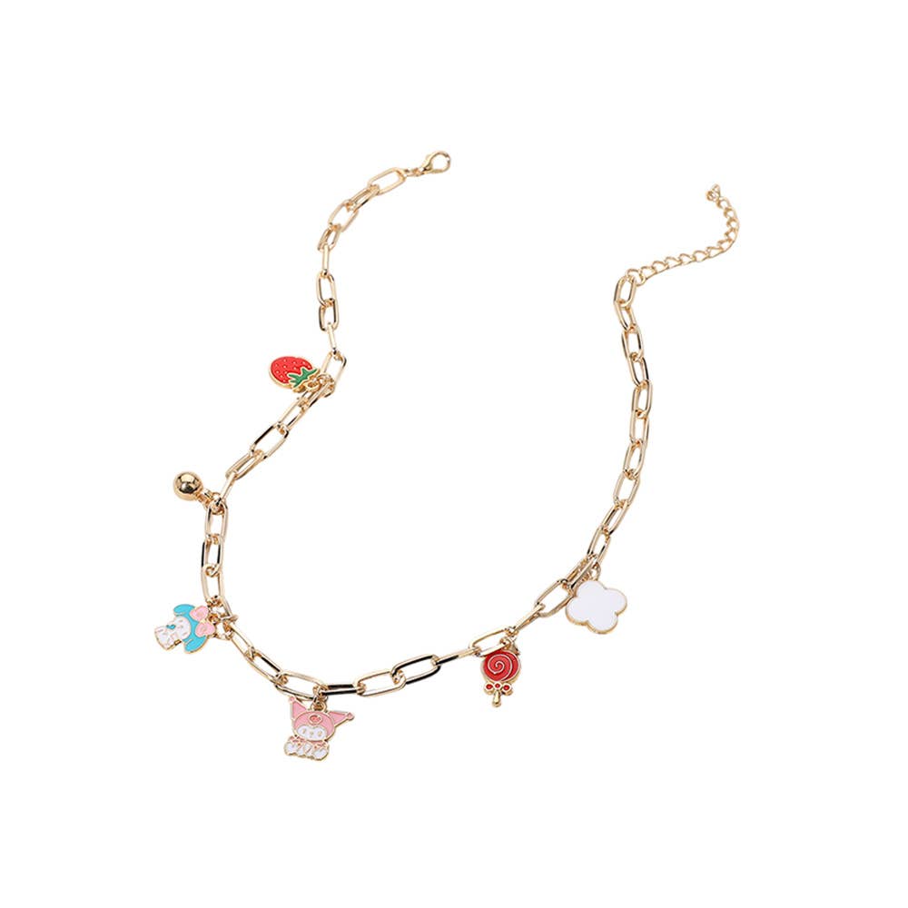 Enamel Character Strawberry Candy Charm Necklaces