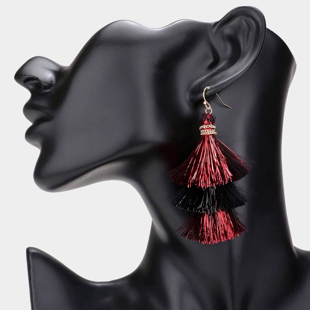 Game Day Triple Tassel Layered Dangle Earrings: M5