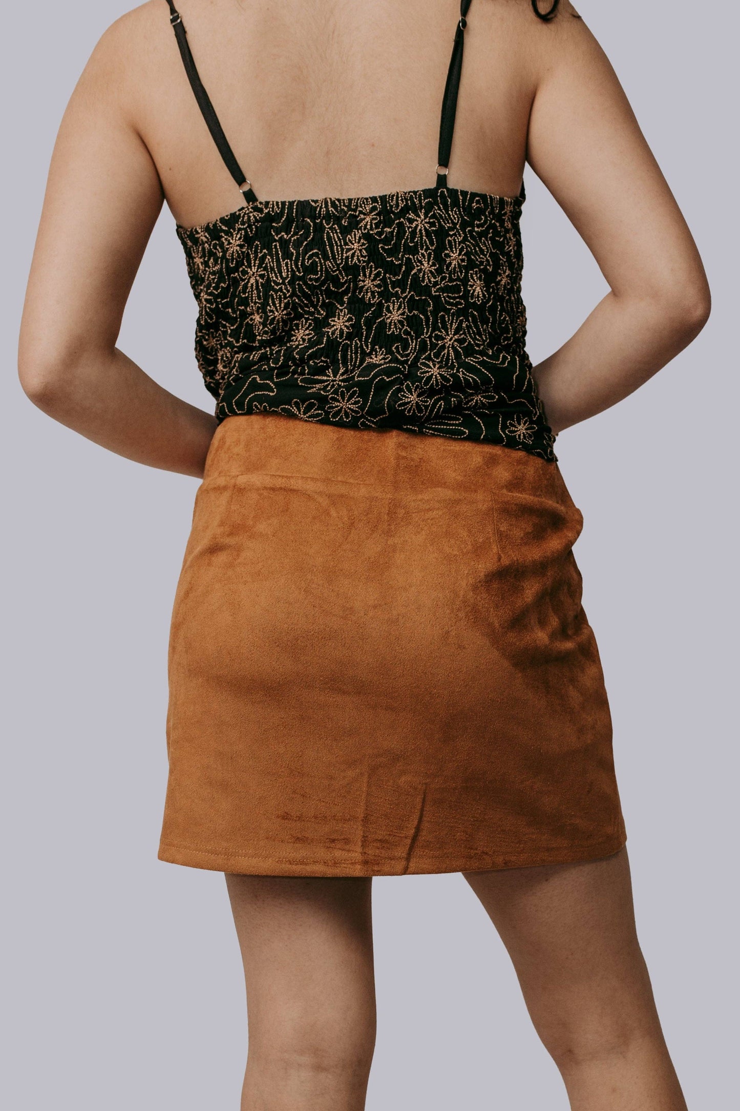 MK697 Suede Side Slit Skort