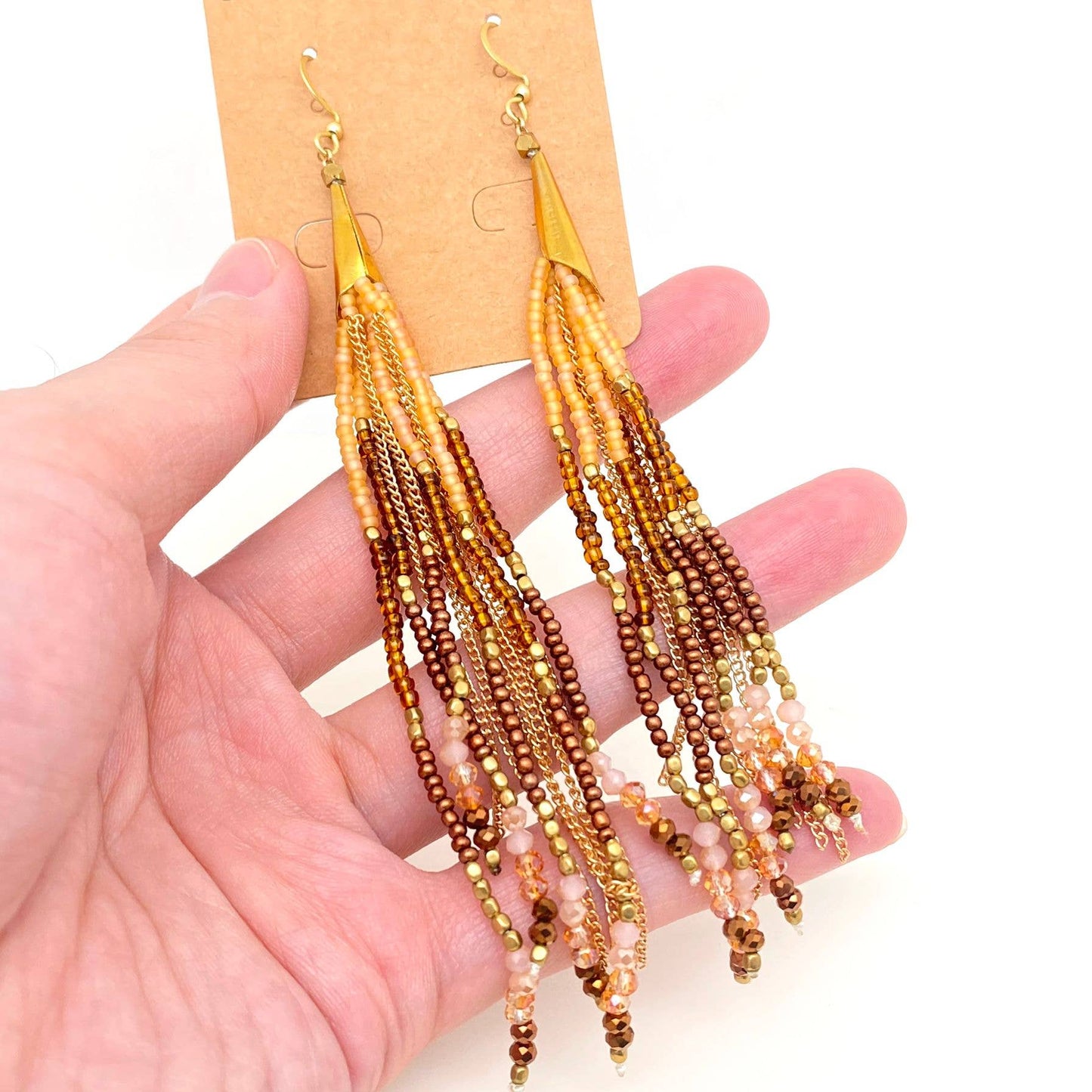 Boho Hand-woven Seed Beads Tassels Earrings - BJ/SB