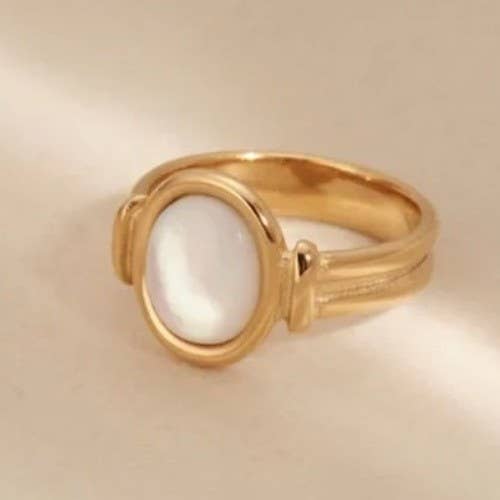 18K STAINLESS STEEL TARNISH FREE STONE RING | 40R121: JADE