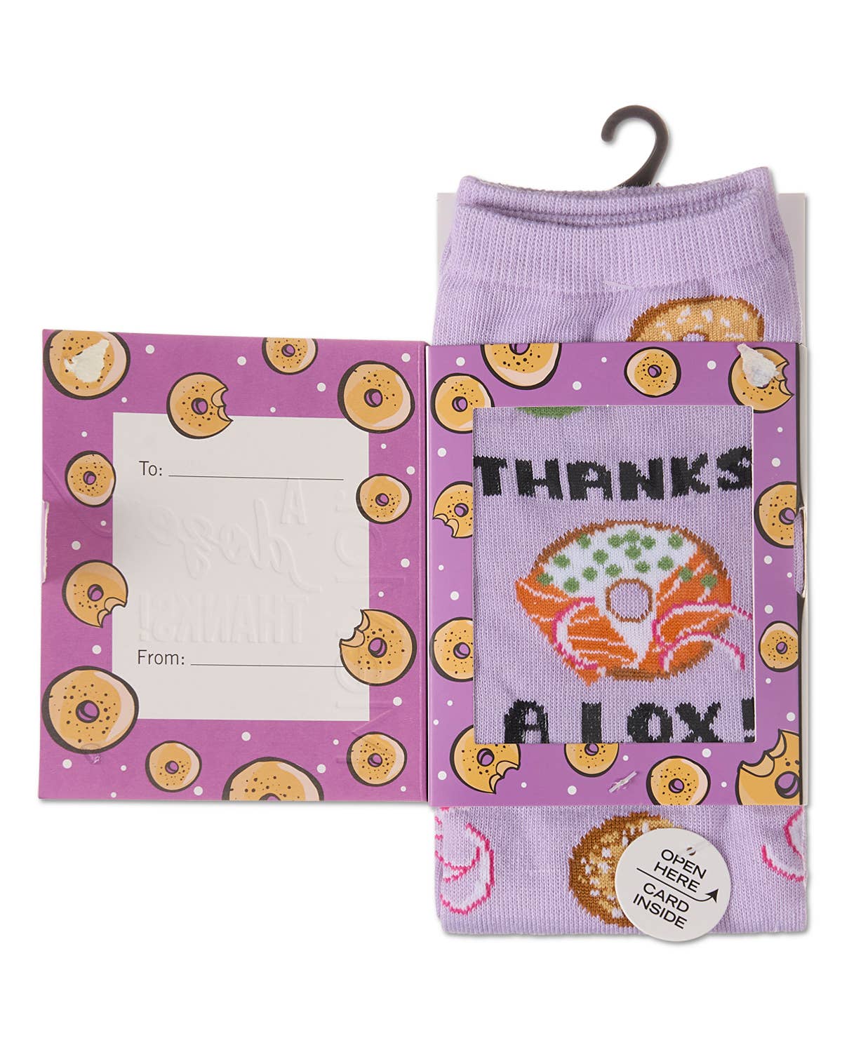 Thanks A Lox Greeting Card Socks: Orchid / One Size