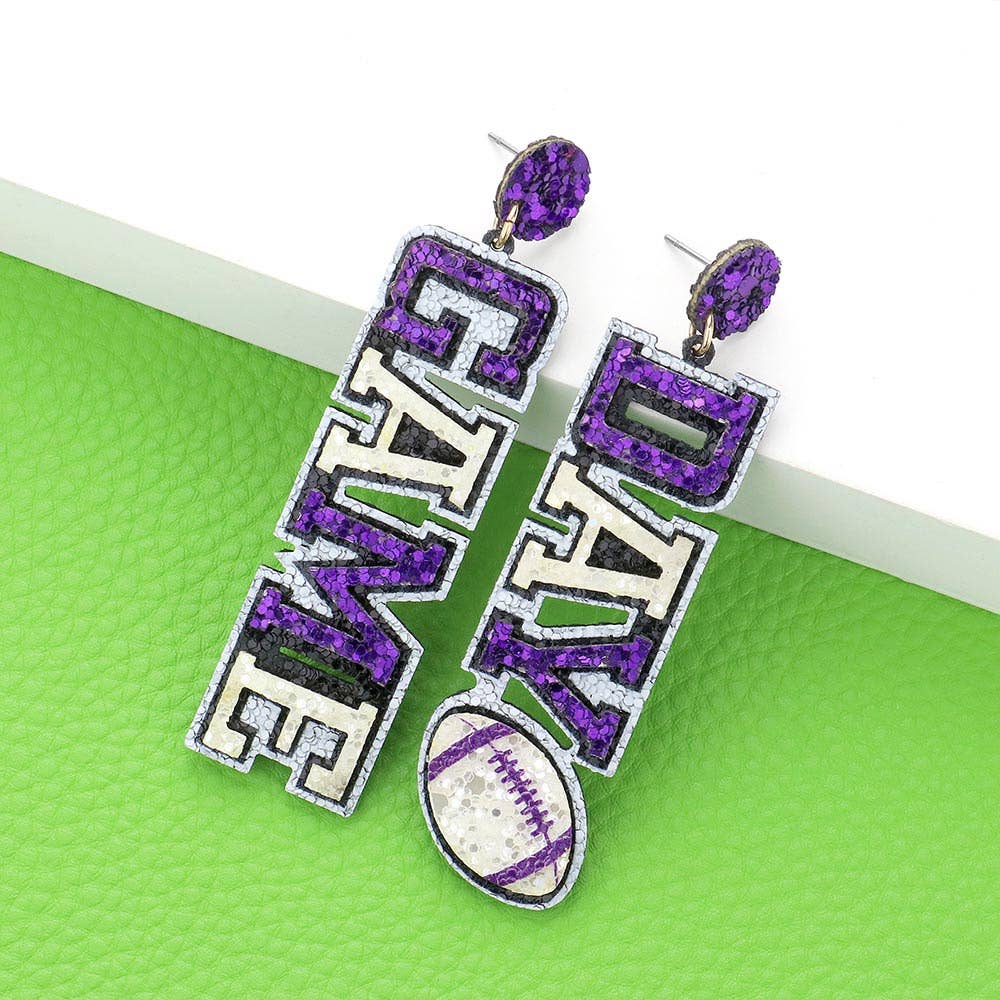 Game Day Message Football Bling Dangle Earrings
: M9