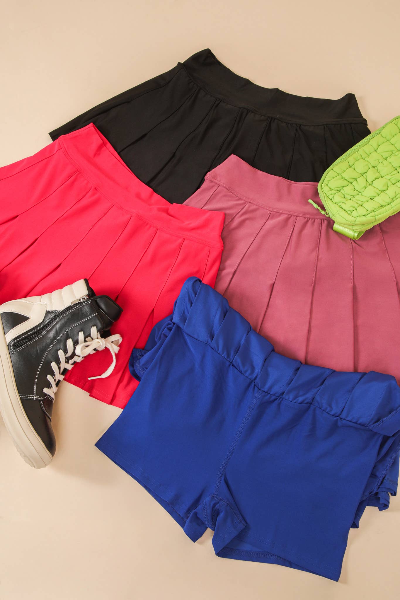 NS50083-Activewear Pleated Skirt with Short Liner
