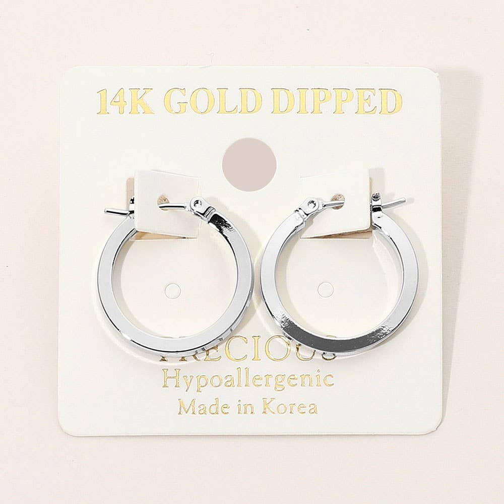 J4. 14K Gold Dipped Hypoallergenic Polished Pin Catch Hoop Earrings