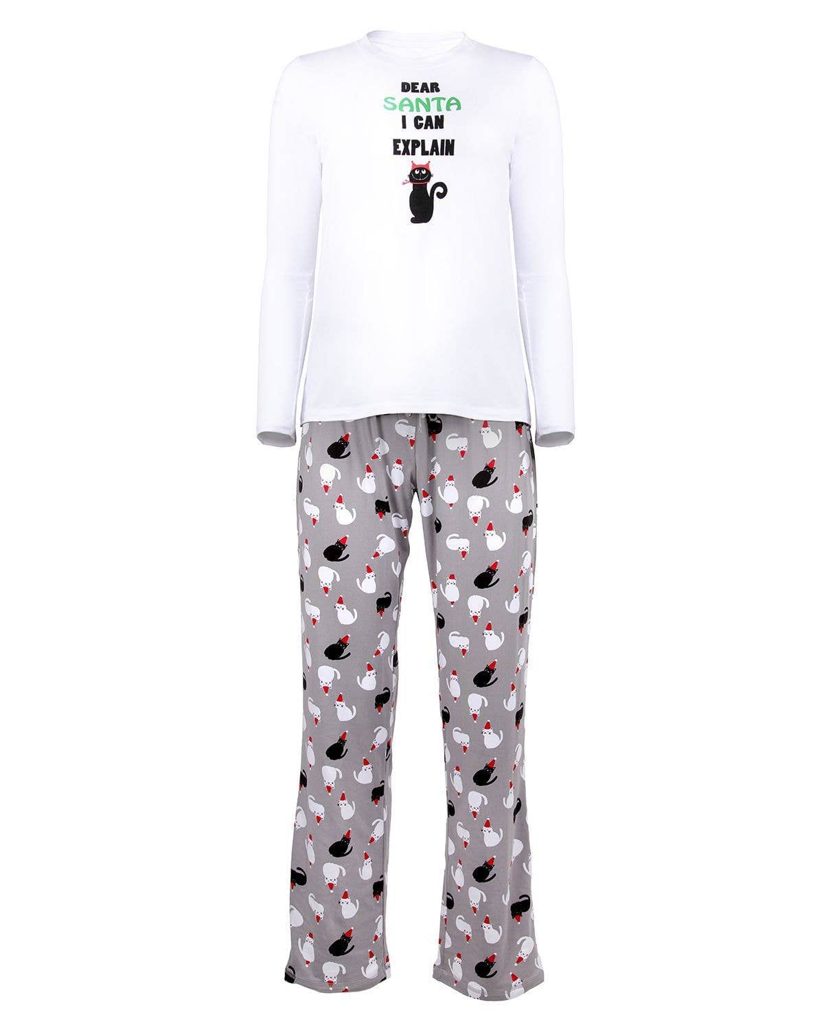 Memoi Christmas Cat Pajama Set: White / L
