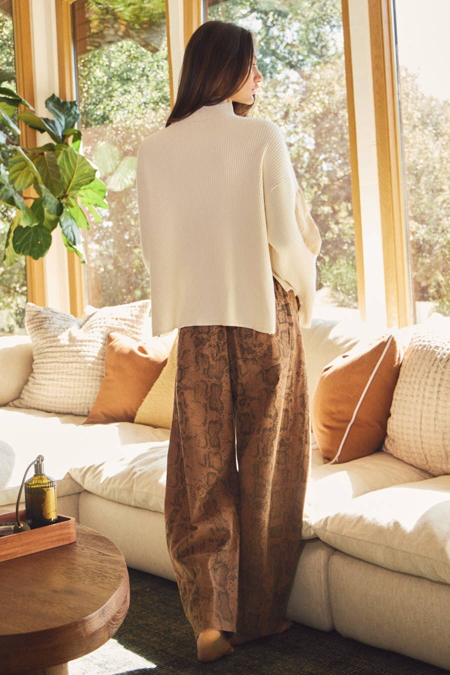 Relaxed Pull-on Barrel Denim Pants