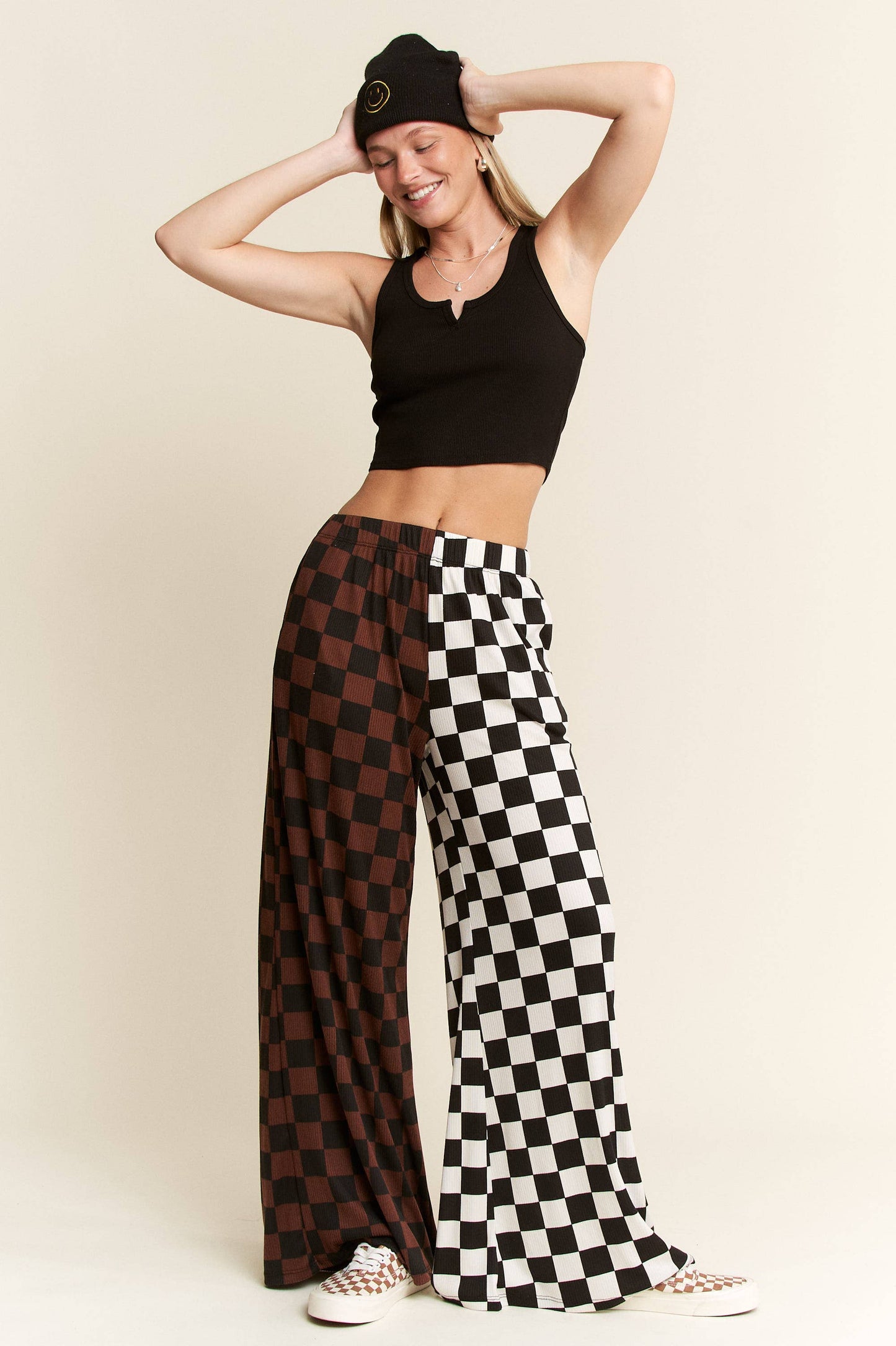 SPLIT DECISION CHECKERED PANTS: Brown/Black / XL