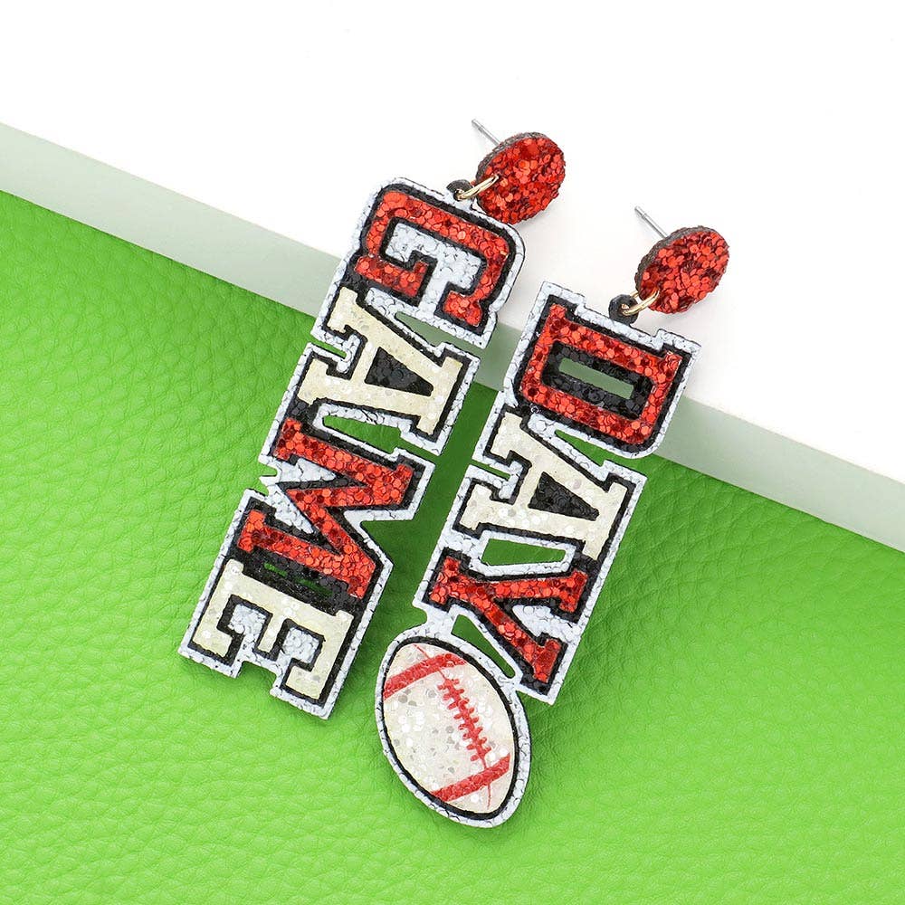 Game Day Message Football Bling Dangle Earrings
: M9