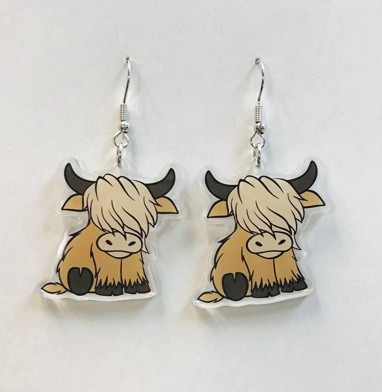 Highland Cow Earrings, Acrylic Earrings: Cowboy Cow
