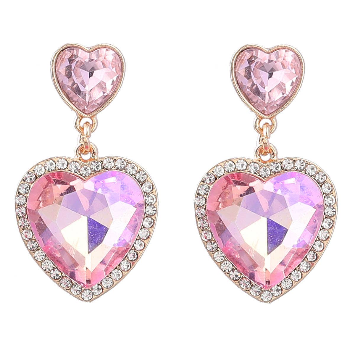 M4. Colorful Rhinestone Heart-shaped Glass Earrings