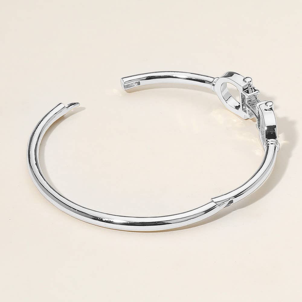 Crystal Accent Horsebit Bangle Bracelet