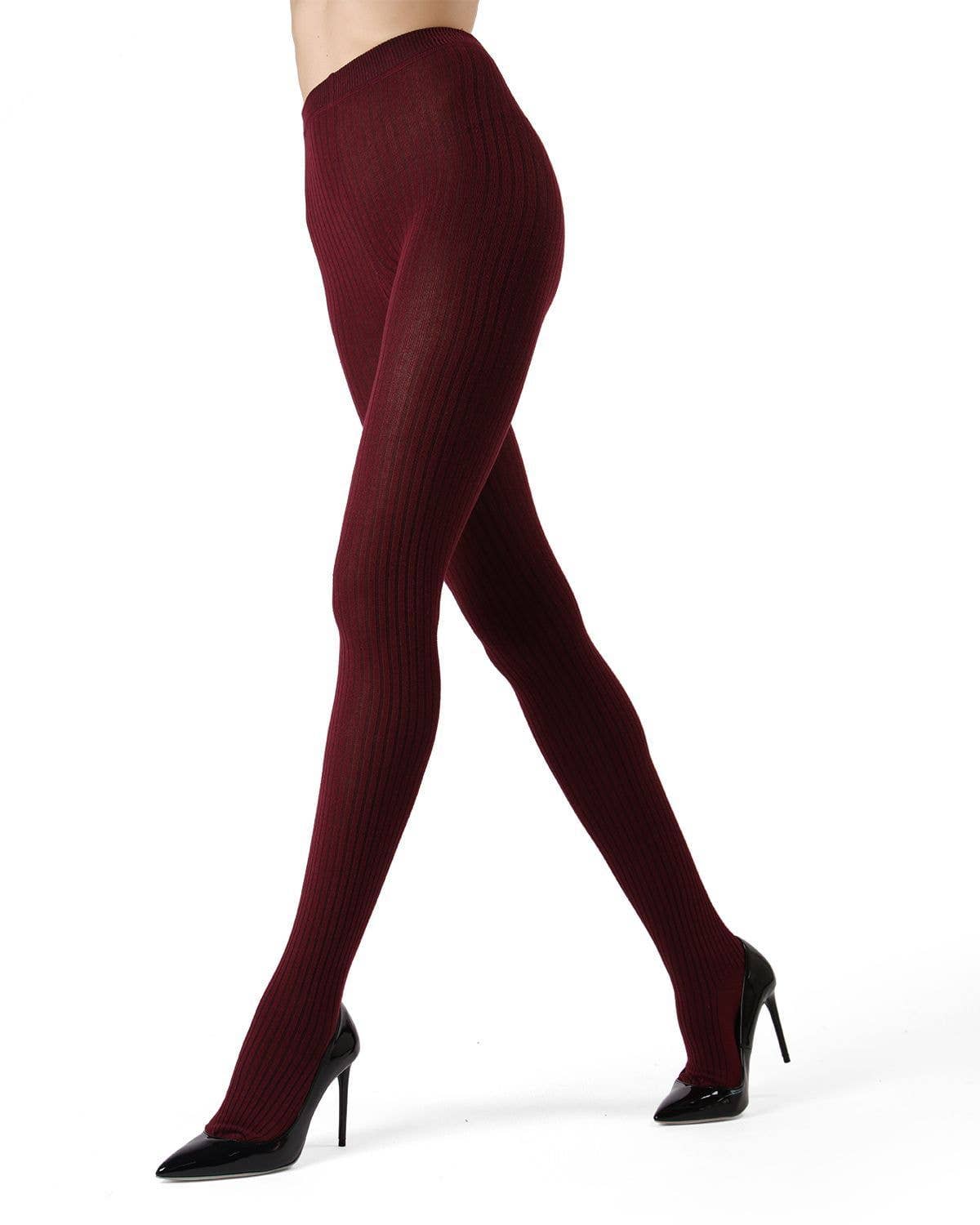 MeMoi Boston Ribbed Sweater Tights: Lt Taupe Heather / L-XL