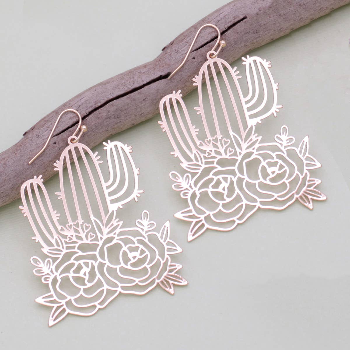 Southwest Style Gold Cactus Earrings