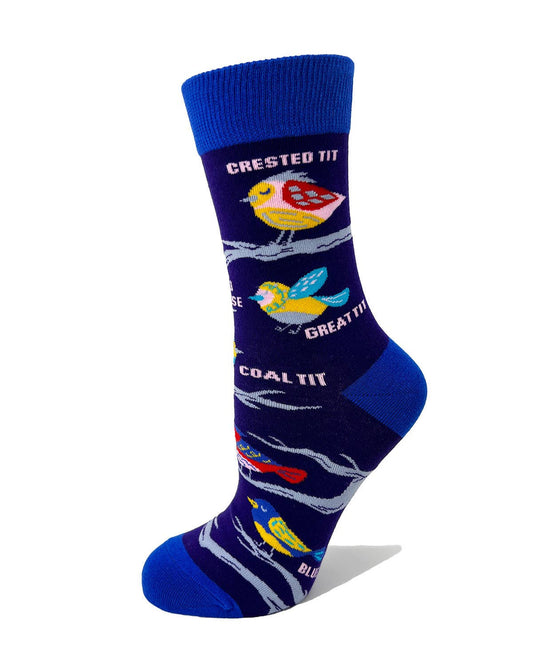 "Nice Tits" Ladies' Novelty Crew Socks Featuring Cute Birds