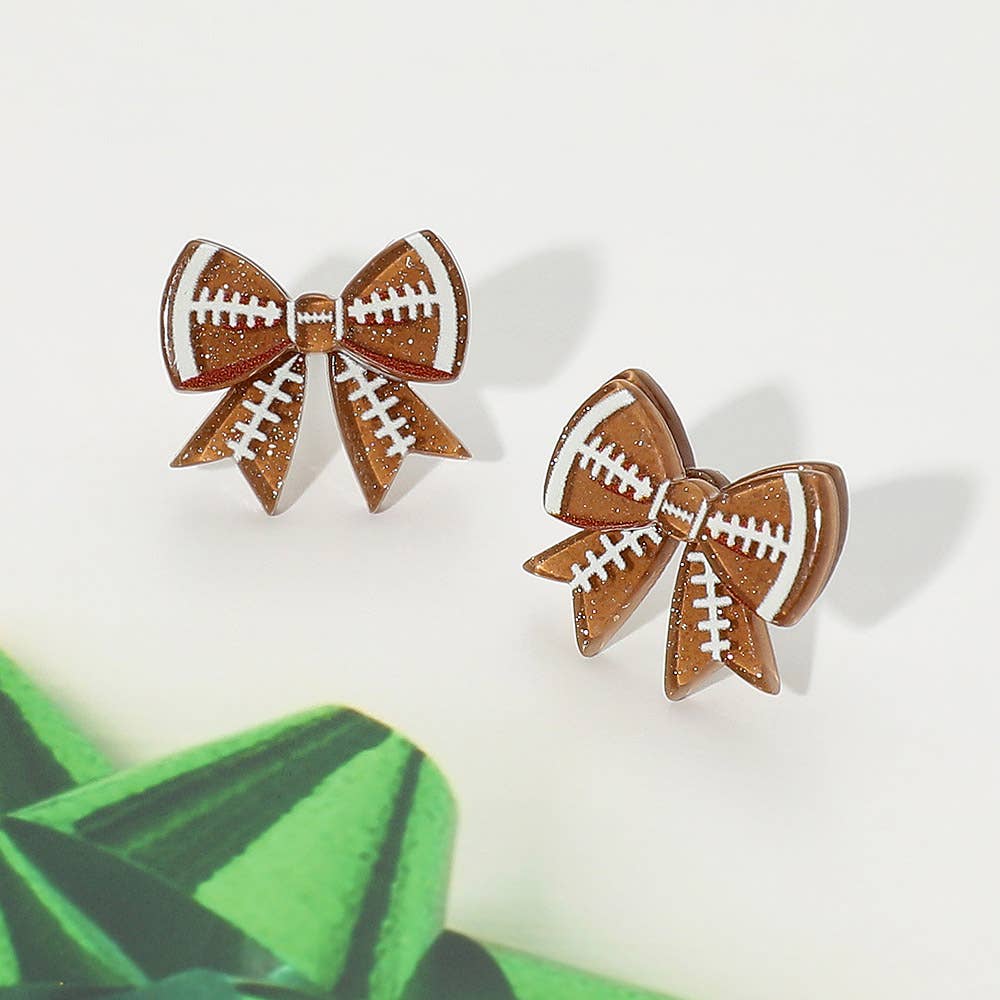 Resin Sports Baseball/Basketball/Football Bow Stud Earrings: Volleyball