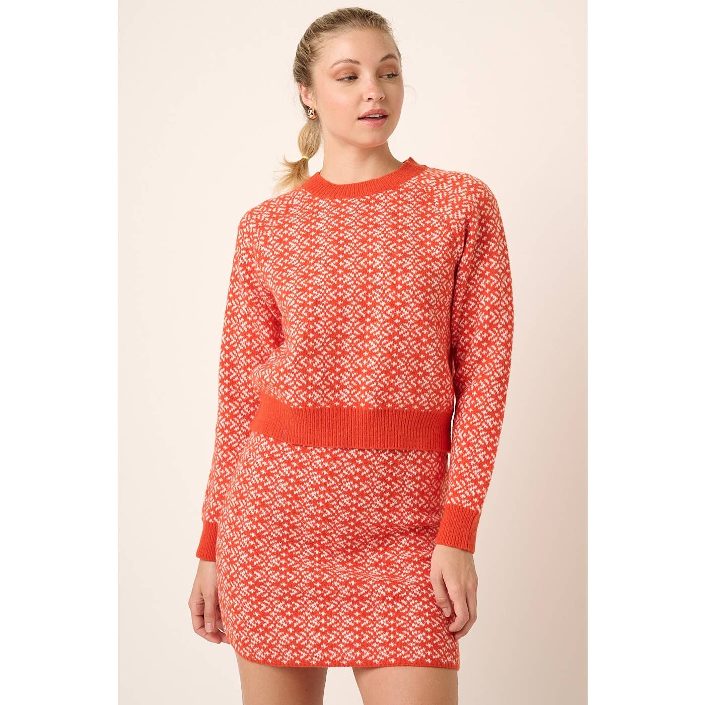 SNOWFLAKE PATTERN SWEATER SKIRT SET