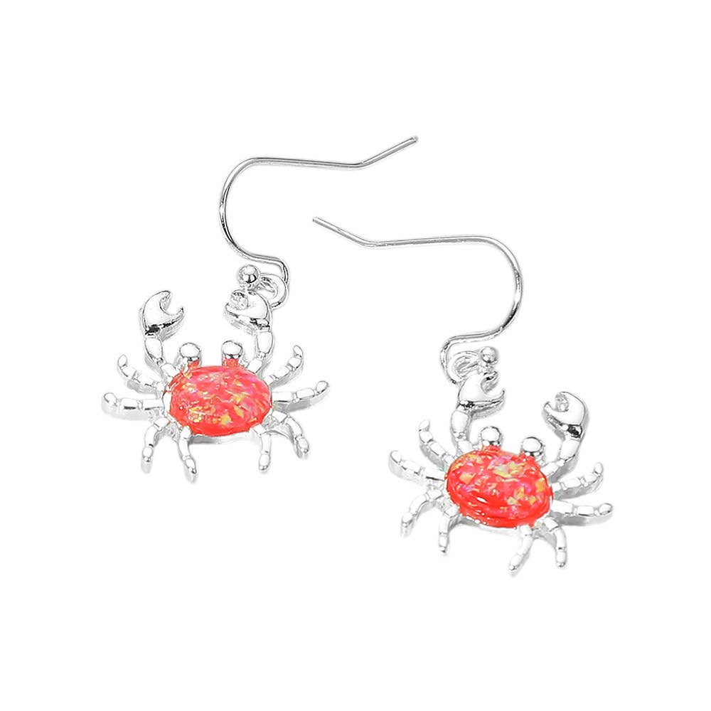 J20. Crab Charm Drop Dangle Earrings
