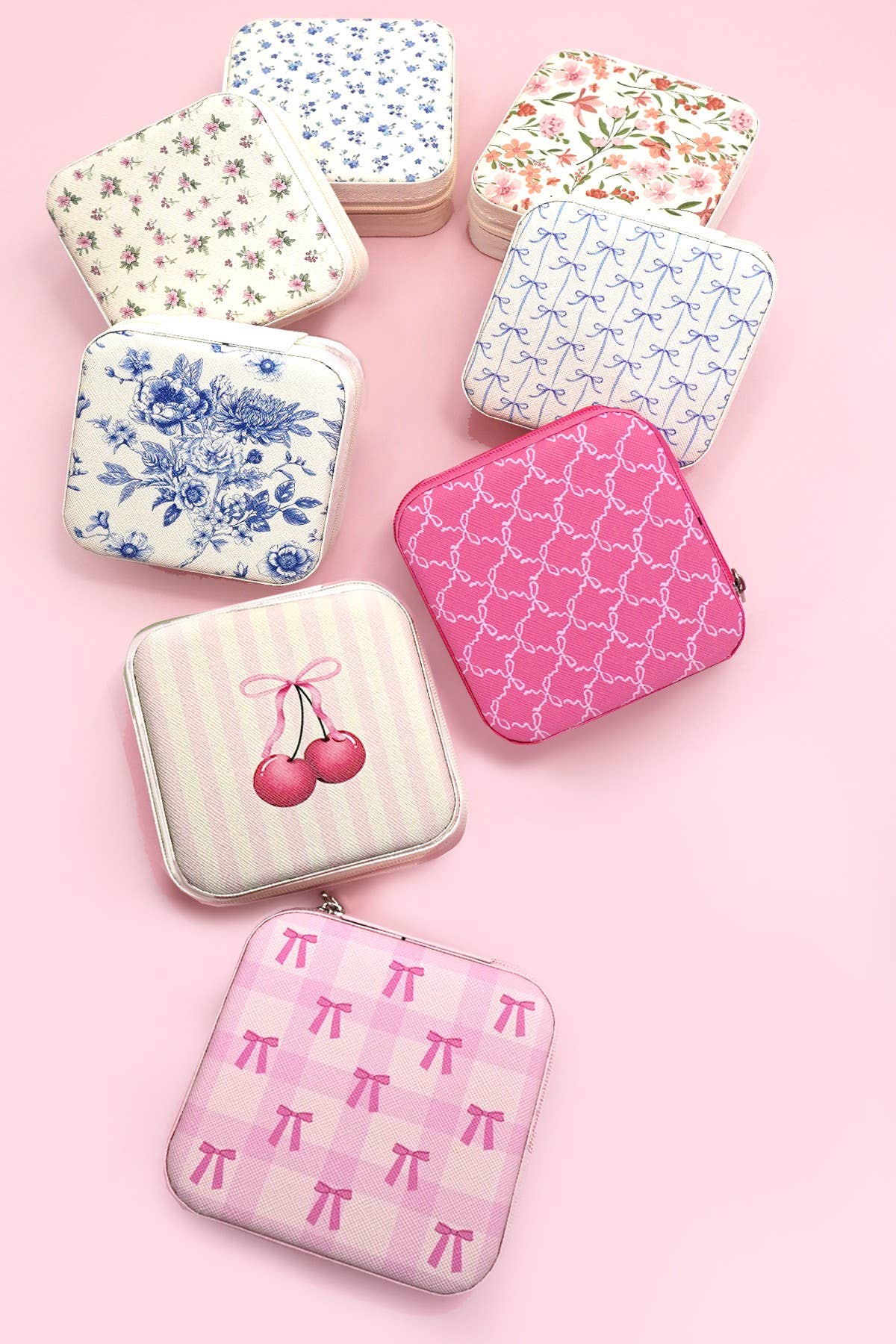 DESIGNED JEWELRY ORGANIZER TRAVEL BOX CASE | 40P566: FLOWER B OFF WHITE