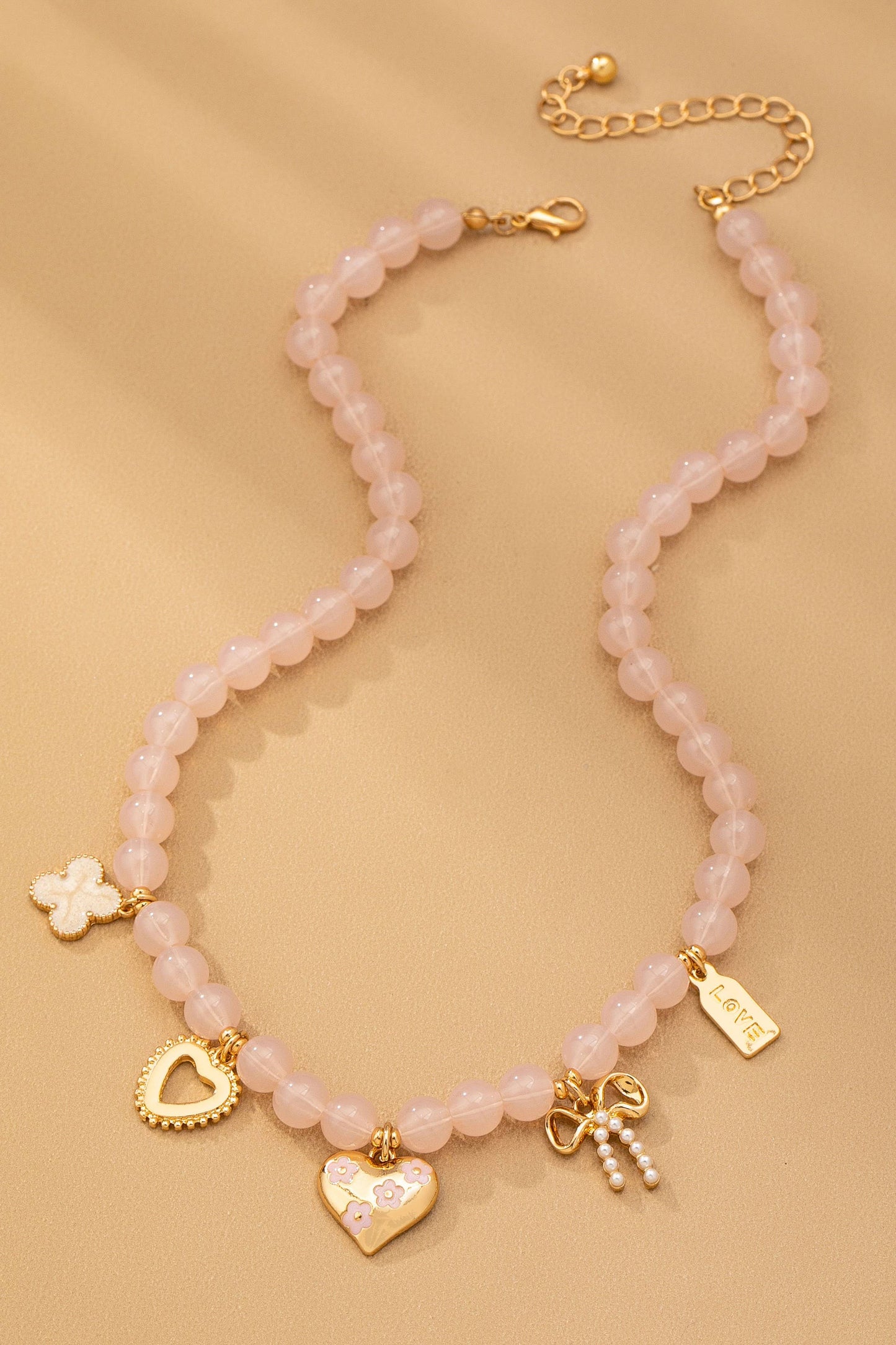 BEADED CHARM NECKLACE-HEART BOW CLOVER | 80N92632
