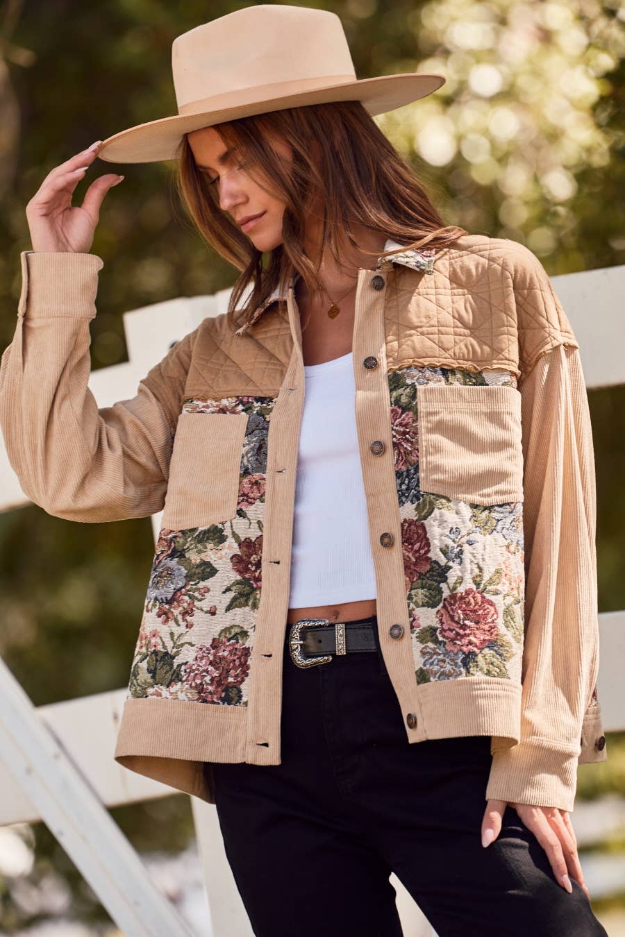 Colorblock Patchwork Jacket: Taupe Multi / L – Sweet B's Boutique