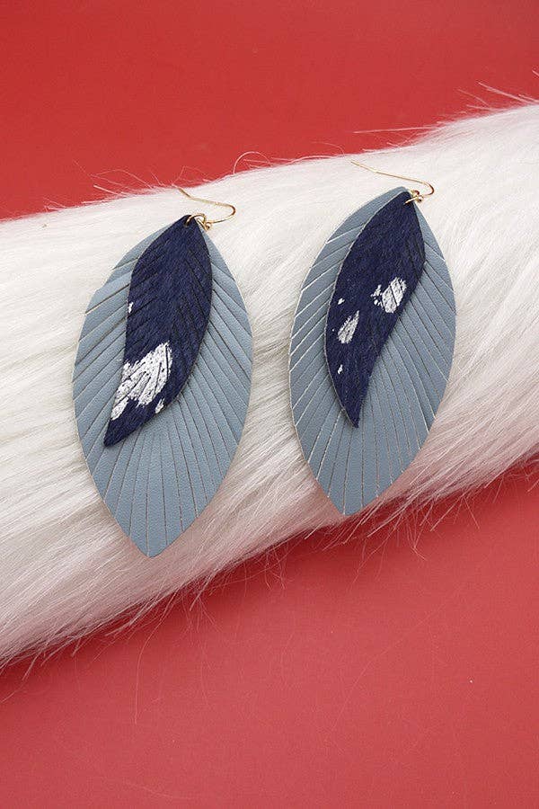 DOUBLE GENUINE LEATHER LEAF EAR | 52E2101819: TAN