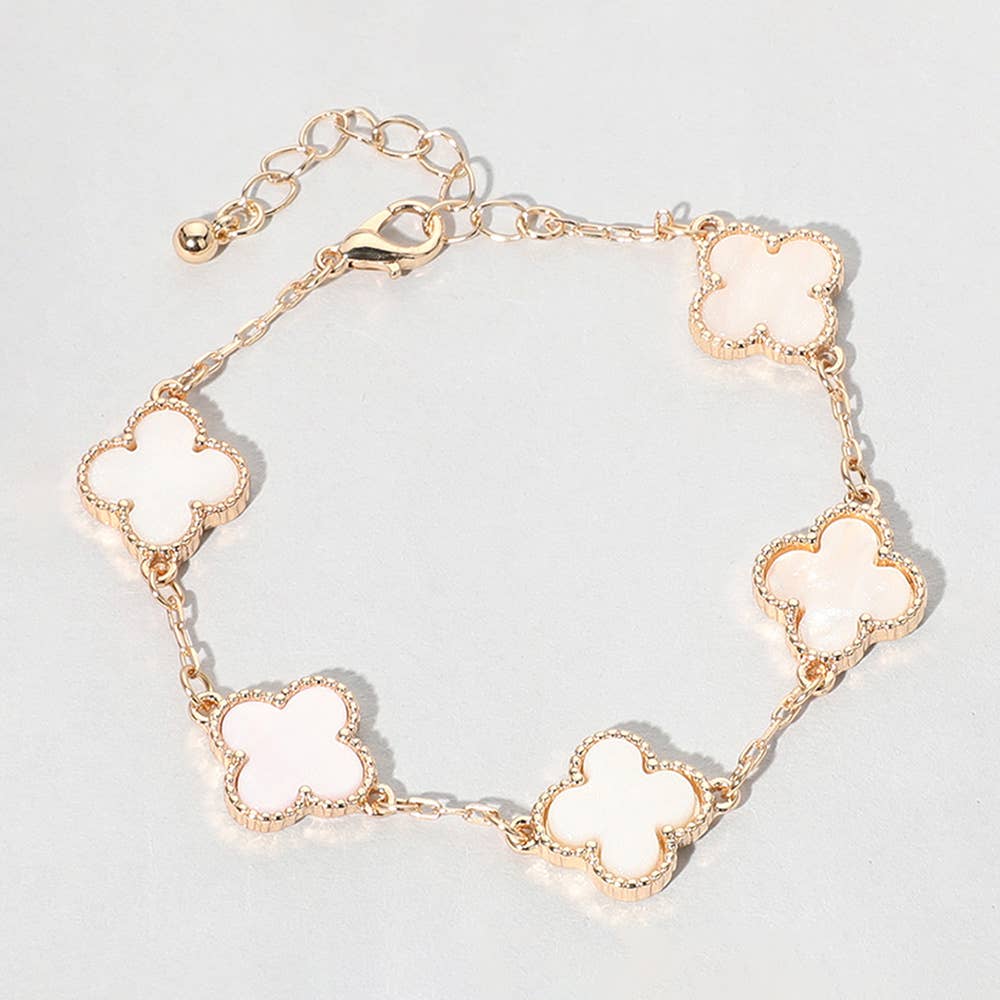 Quatrefoil Link Bracelet: Silver Black