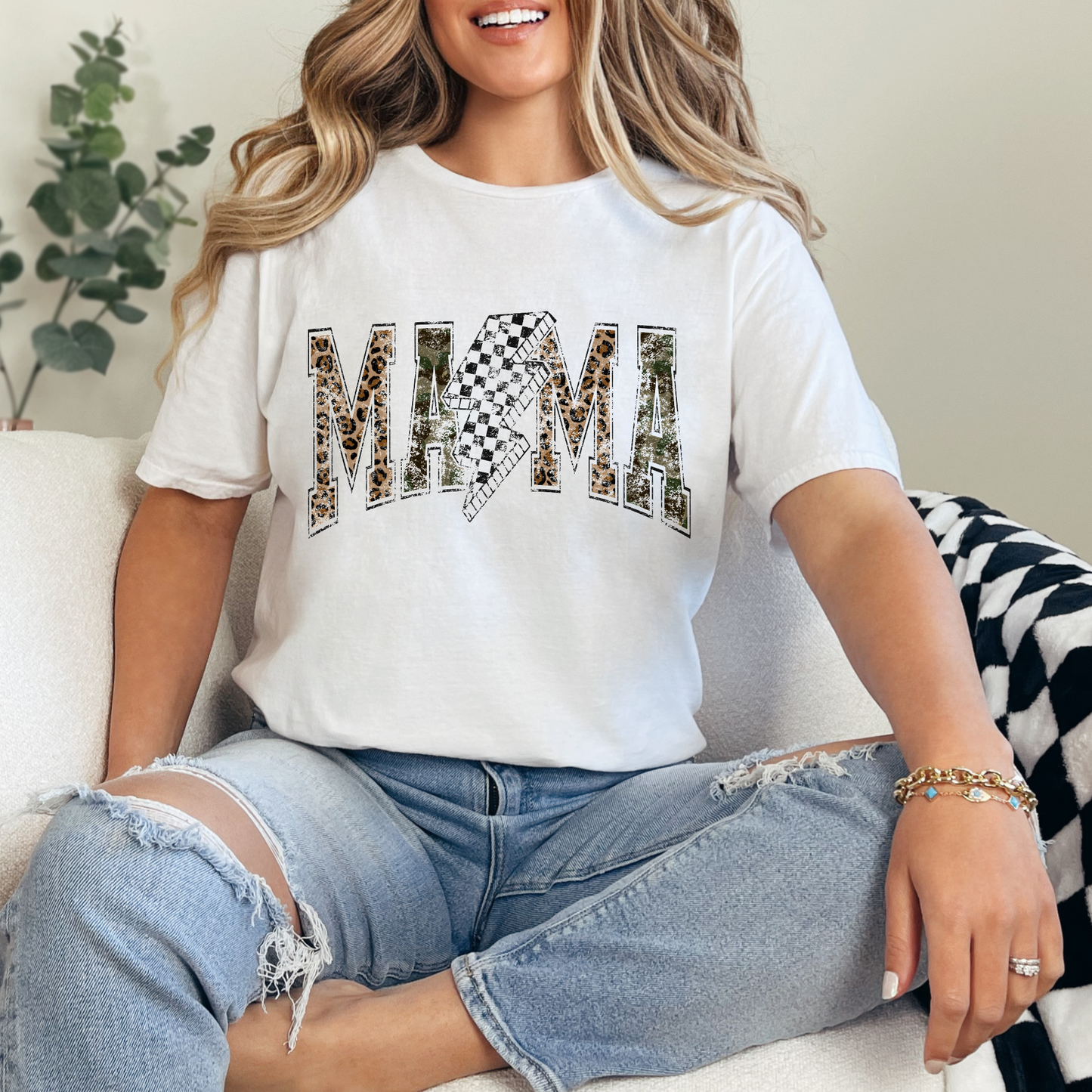 MAMA CHEETAH CAMO CREWNECK TEE/SWEATSHIRT