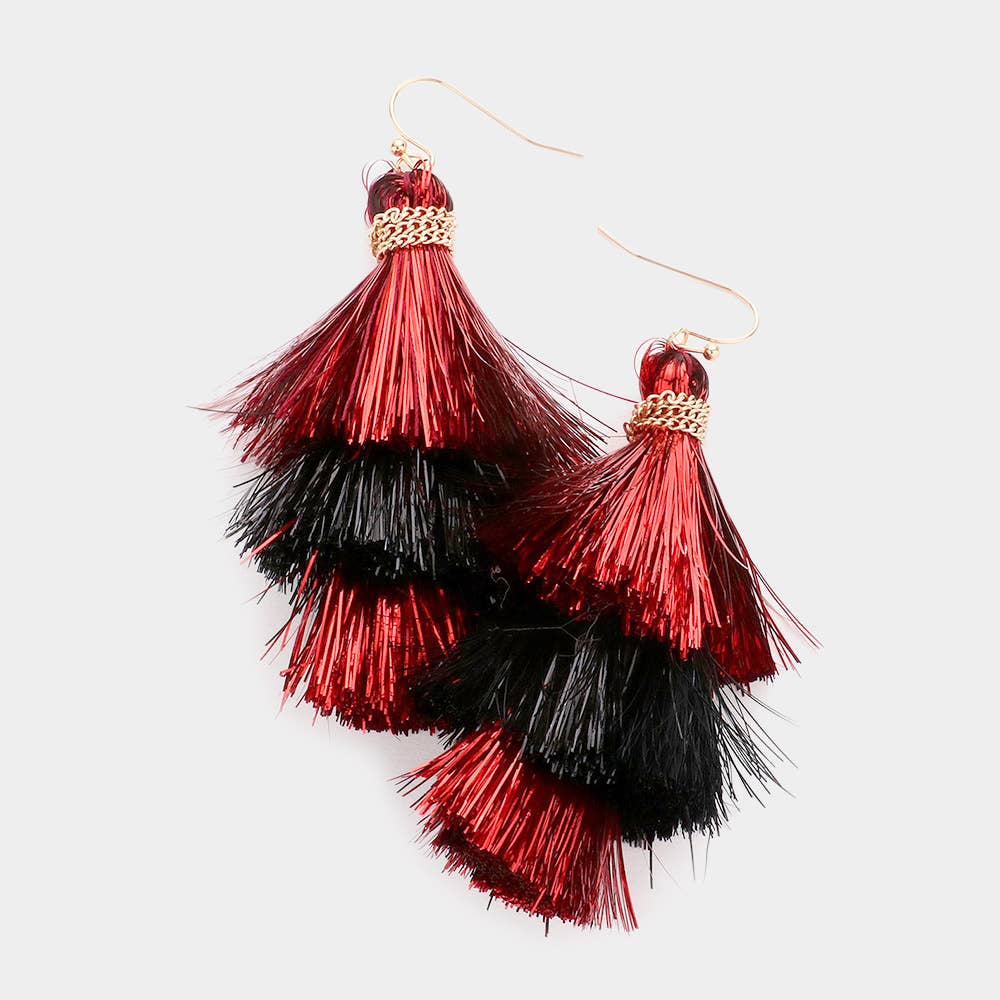 Game Day Triple Tassel Layered Dangle Earrings: M5