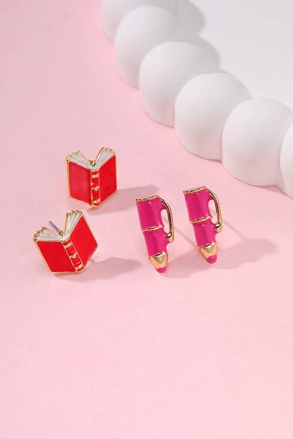 BACK TO SCHOOL BOOK EARRINGS | 40E327