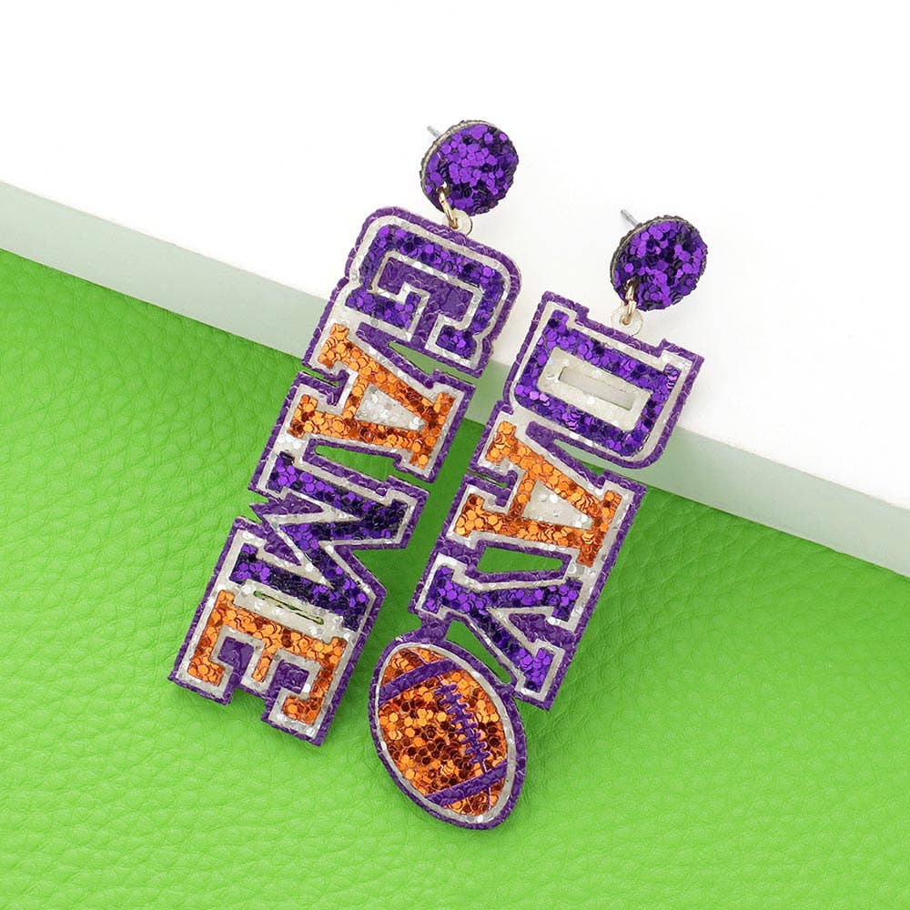 Game Day Message Football Bling Dangle Earrings
: M9