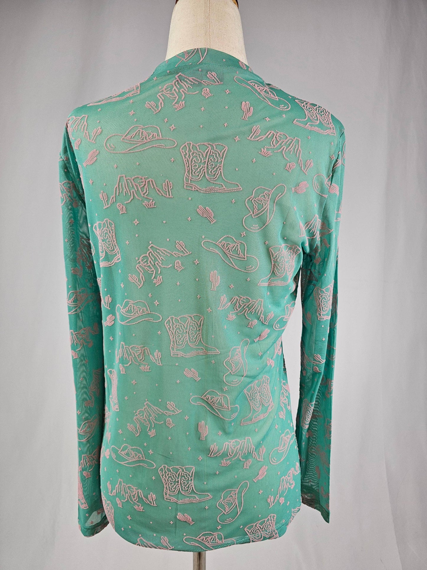 TZ93 Country Velvet Mesh Top