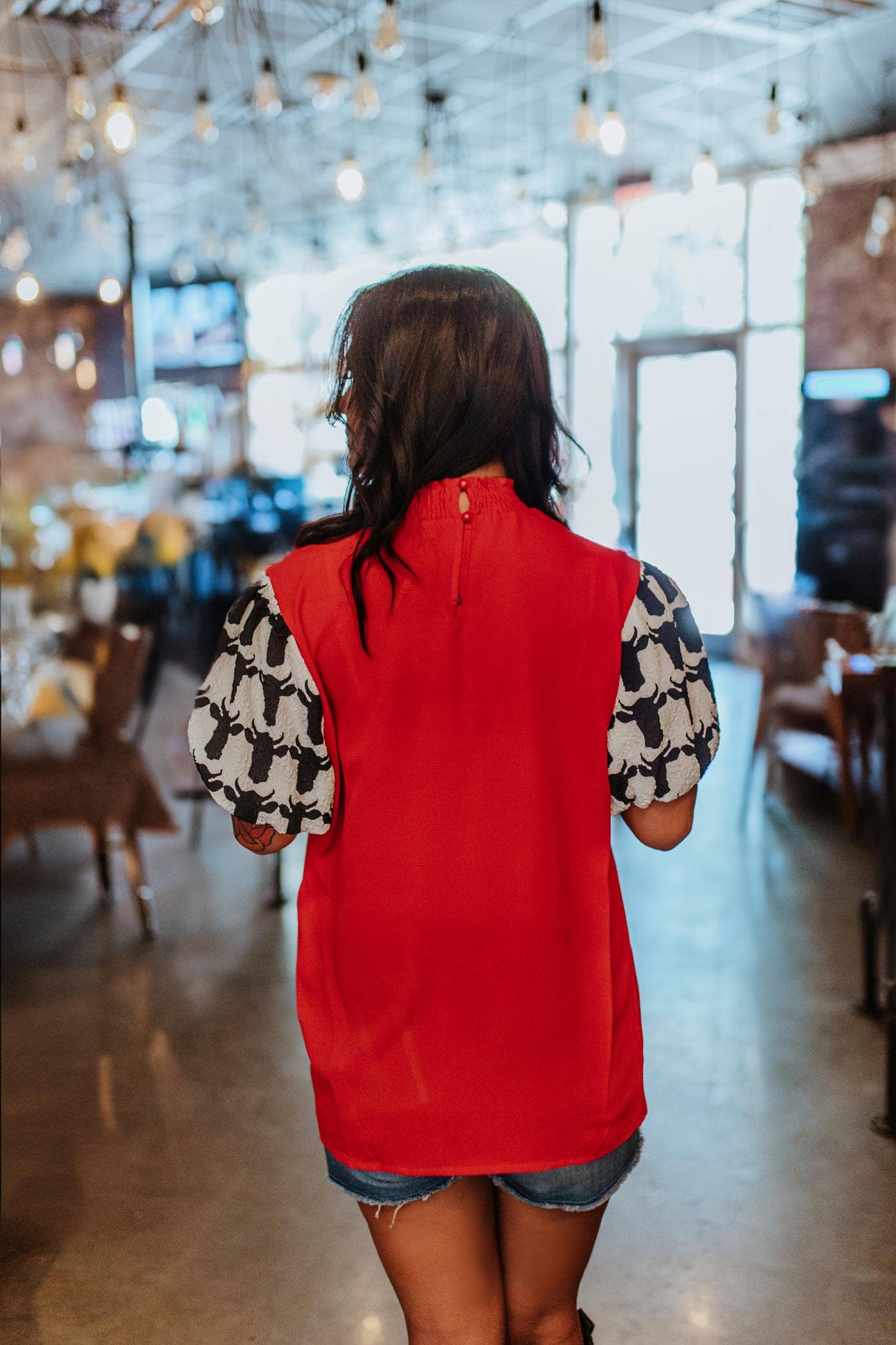 MK332 Bubble Sleeve Tee - Red