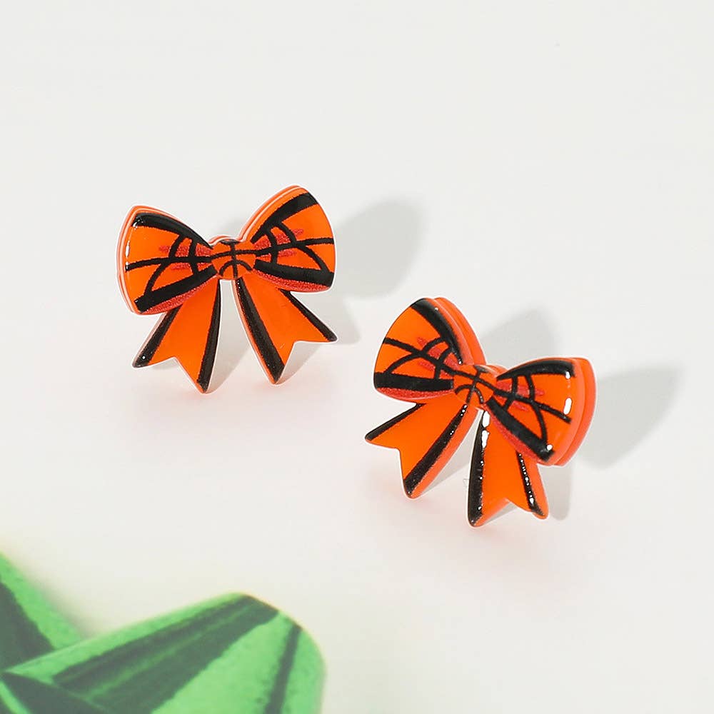 Resin Sports Baseball/Basketball/Football Bow Stud Earrings: Volleyball