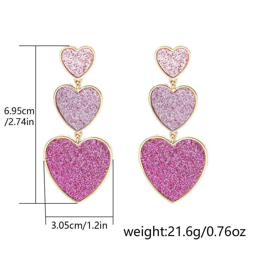 3-color Heart-shaped Pendant Earrings
