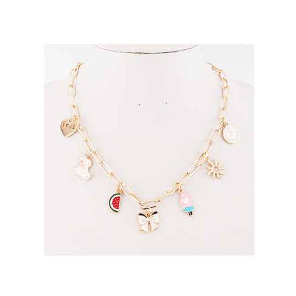 Enamel Character Strawberry Candy Charm Necklaces