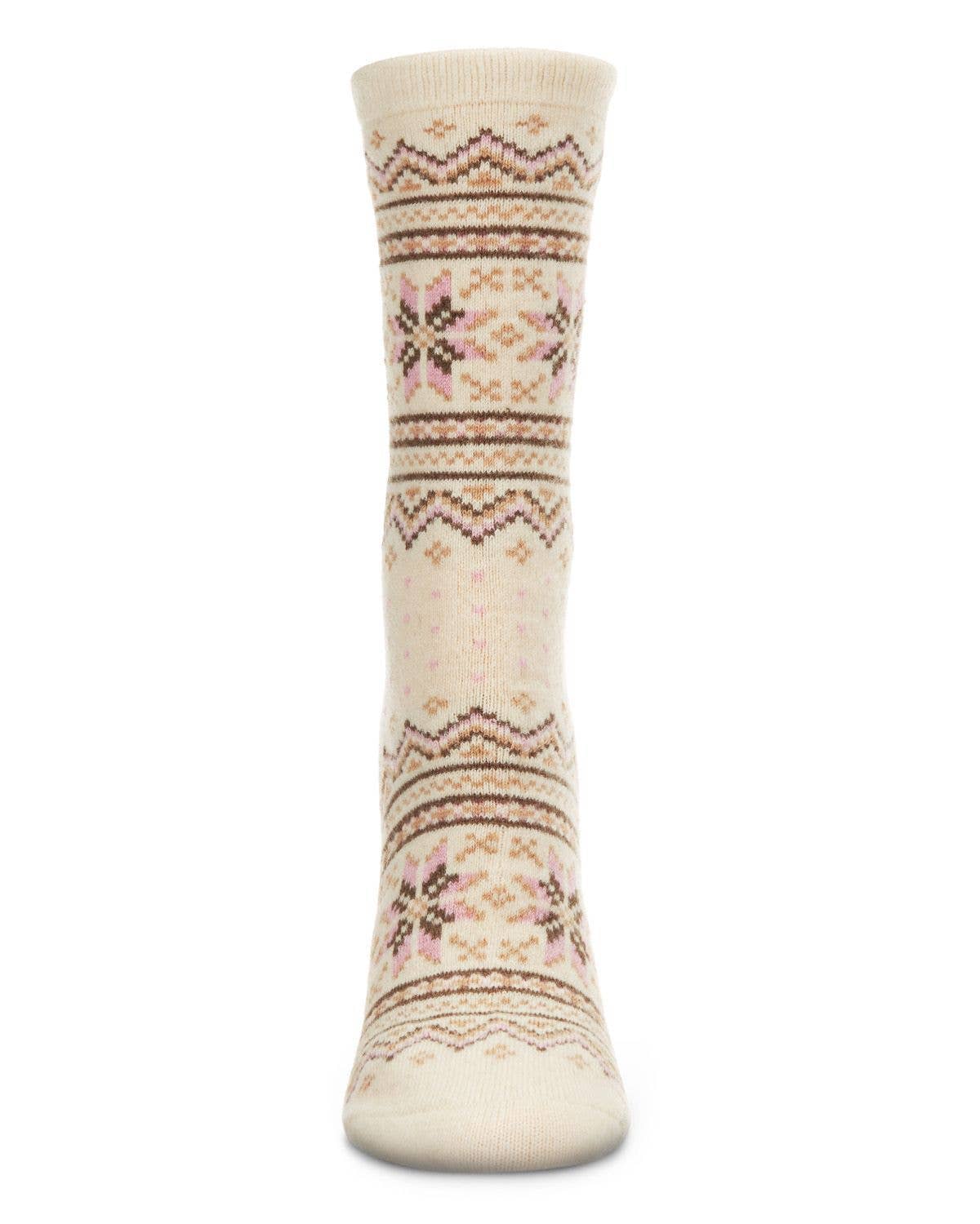 MeMoi Fairisle Cashmere Crew: Ivory / 9-11