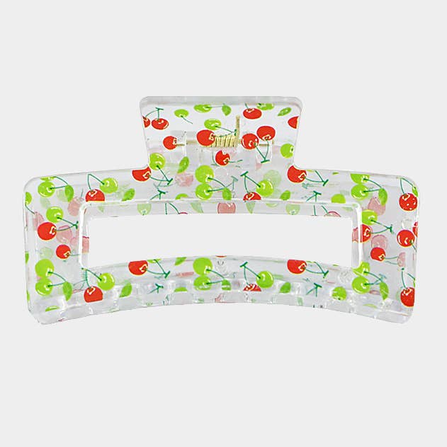 Fruit Pattern Printed Open Rectangular Hair Claw Clips