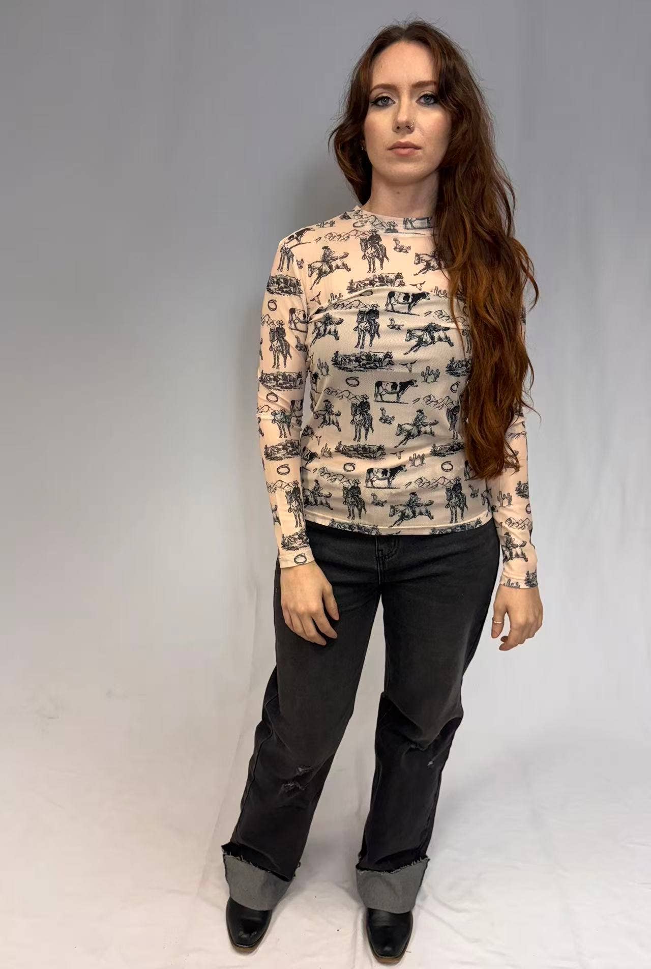 MK801 Saddle Story Mesh Top