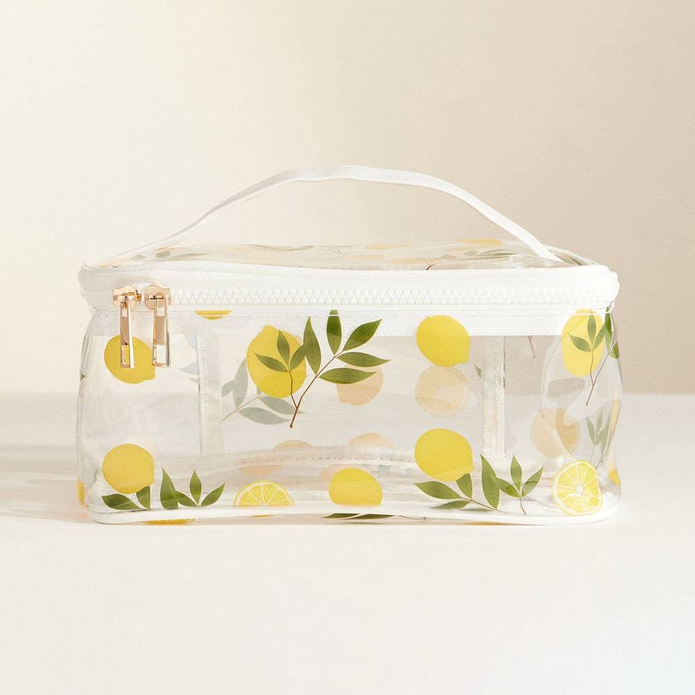 Top Handle Fruit Pattern Transparent Cosmetic Pouch Bag