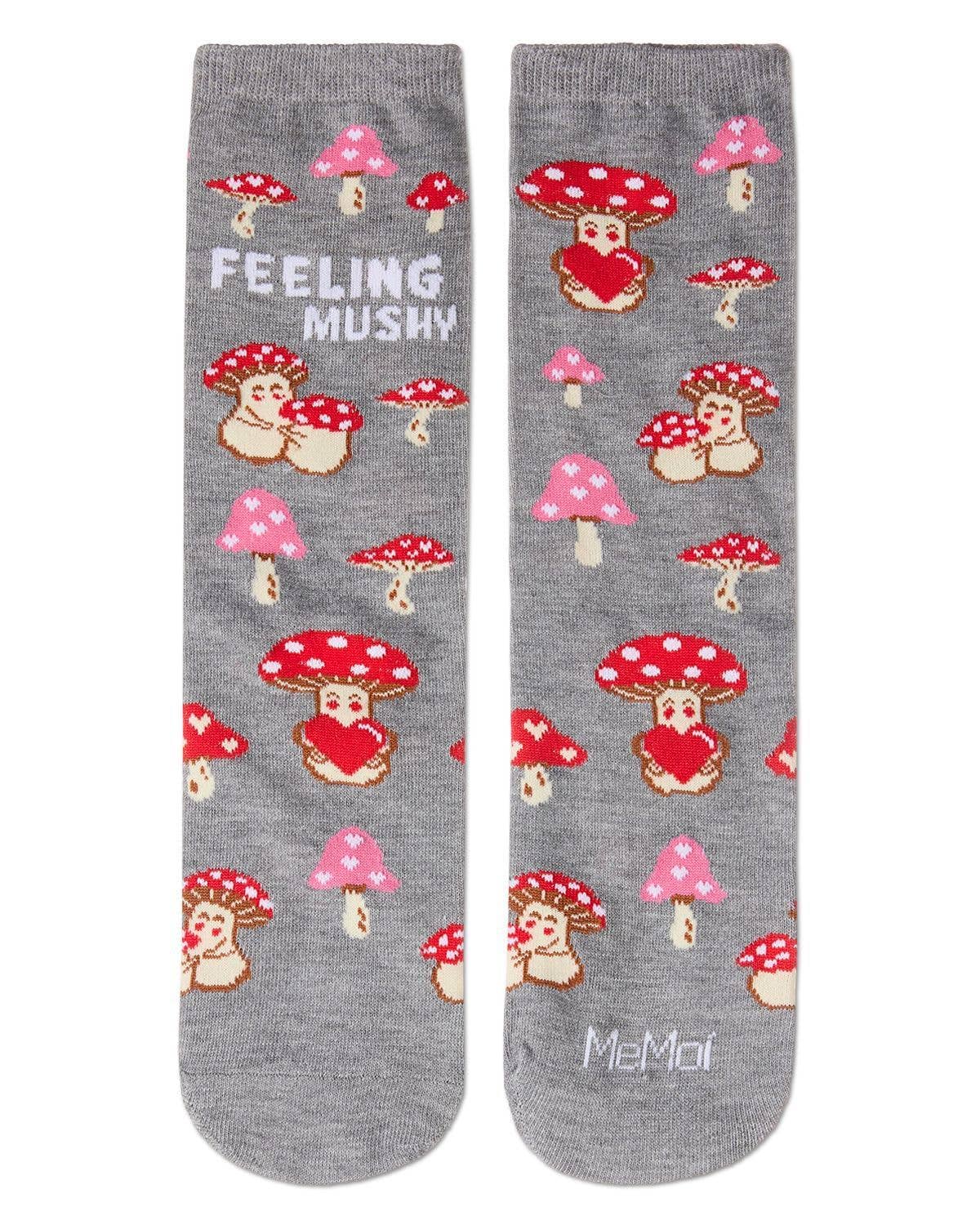 Feeling Mushy Greeting Card Socks: Med Gray Heather / One Size