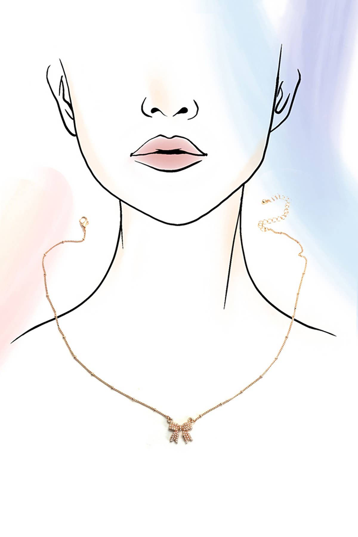PEARL BOW CHARM BALL CHAIN NECKLACE | 80N91620